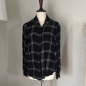 Chic Black and White Plaid Button-Up Shirt